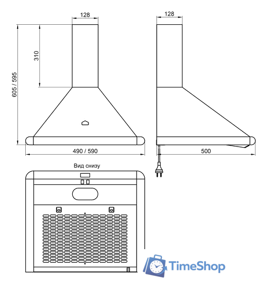 Кухонная вытяжка Elikor Сатурн 50П-180-В1Л (белый/золотой) - Изображение №2 — Интернет-магазин Time-Shop