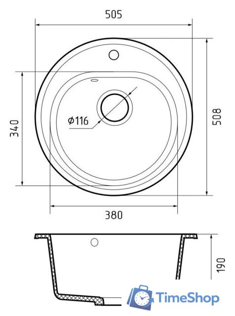 Кухонная мойка GranFest Rondo 510 (черный) - Изображение №3 — Интернет-магазин Time-Shop