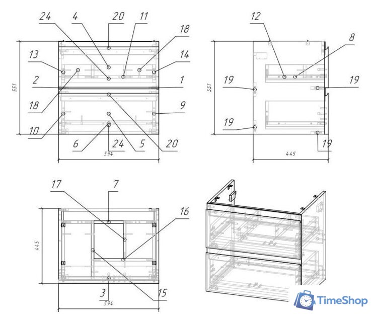  Cersanit Тумба Moduo 60 SZ-MOD60-BL/Wh под умывальник - Изображение №3 — Интернет-магазин Time-Shop