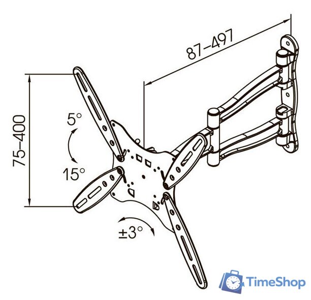 Кронштейн для телевизора Kromax Techno-5 (белый) - Изображение №3 — Интернет-магазин Time-Shop
