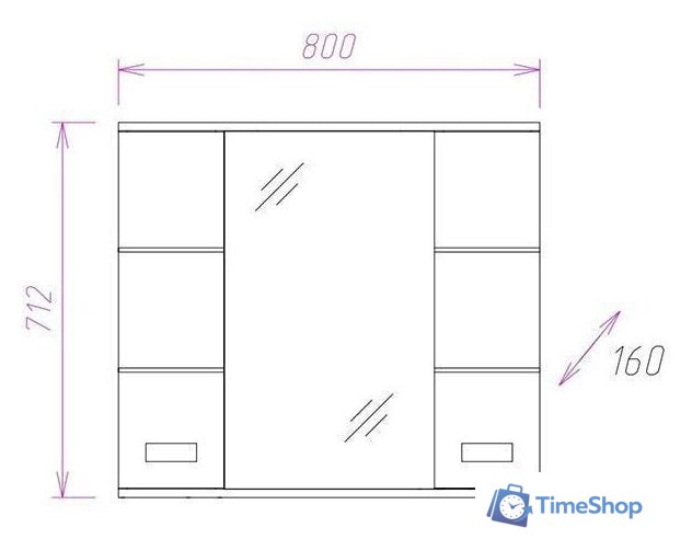  Onika Шкаф с зеркалом Балтика 80.01 208024 - Изображение №3 — Интернет-магазин Time-Shop