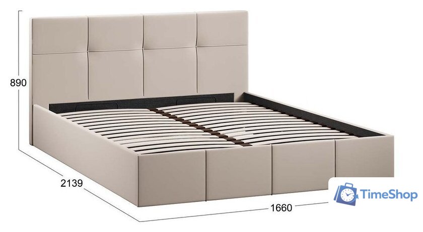 Кровать Трия Лора с ПМ 160x200 (велюр Confetti Cream) - Изображение №5 — Интернет-магазин Time-Shop