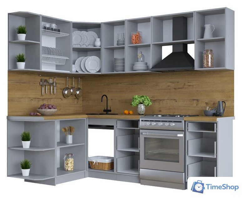 Готовая кухня Интерлиния Тренд 1.5x2.4 левая (мята/мята/дуб бунратти) - Изображение №3 — Интернет-магазин Time-Shop