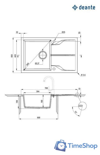 Кухонная мойка Deante ZQN_T11F - Изображение №2 — Интернет-магазин Time-Shop