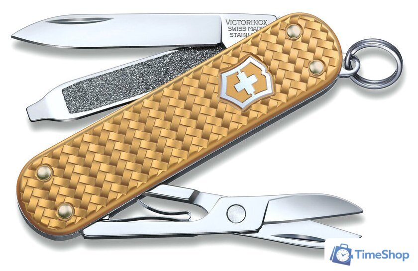 Нож-брелок Victorinox Classic Precious Alox 0.6221.408G (золотистый) - Изображение №1 — Интернет-магазин Time-Shop