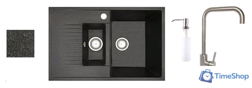 Кухонная мойка БелЭворс Forma R + смеситель W4998-4 + дозатор L405-1 (черный) - Изображение №1 — Интернет-магазин Time-Shop