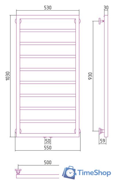 Полотенцесушитель Сунержа Канцлер 1000x500 31-0254-1050 - Изображение №3 — Интернет-магазин Time-Shop