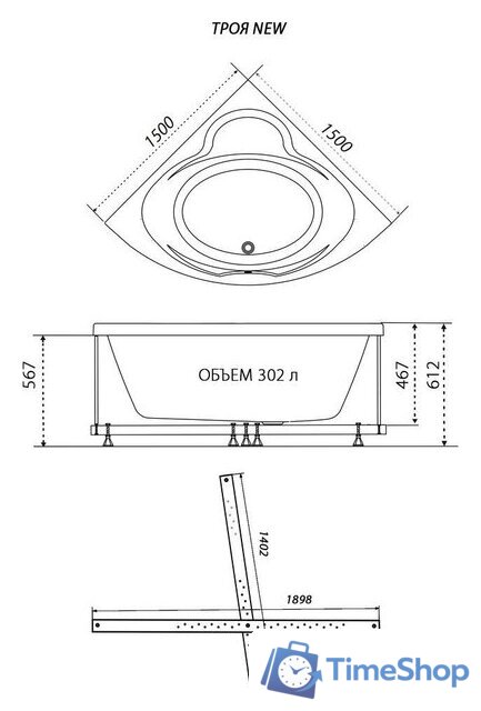 Ванна Triton ТРОЯ 150x150 - Изображение №7 — Интернет-магазин Time-Shop