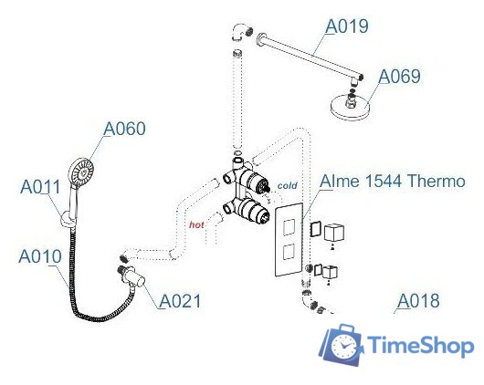 Душевая система  Wasserkraft A171519 - Изображение №7 — Интернет-магазин Time-Shop
