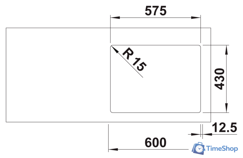 Кухонная мойка Blanco Solis 340/180-IF 526131 (левая, полированная) - Изображение №3 — Интернет-магазин Time-Shop