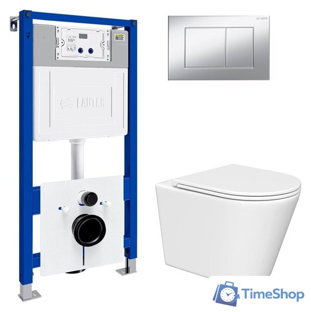Унитаз подвесной Lauter Longer 2110822 с кнопкой 219703J (прямоугольная, сатин) - Изображение №2 — Интернет-магазин Time-Shop