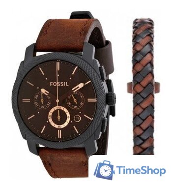 Наручные часы с украшением Fossil Machine Chronograph FS5251SET - Изображение №1 — Интернет-магазин Time-Shop