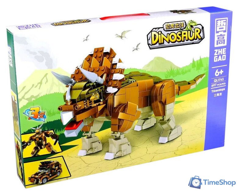 Конструктор Zhe Gao Dinosaur QL1743 Трицератопс 3 в 1 - Изображение №1 — Интернет-магазин Time-Shop