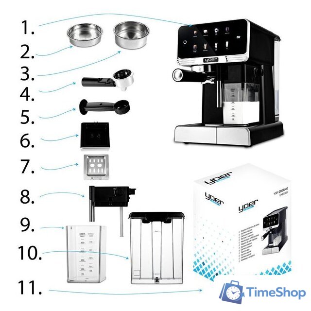 Рожковая кофеварка Yoer Creamo EMF03BK - Изображение №15 — Интернет-магазин Time-Shop