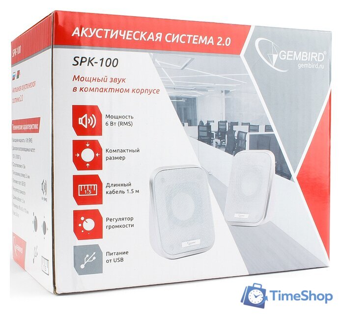 Акустика Gembird SPK-100 (белый) - Изображение №4 — Интернет-магазин Time-Shop