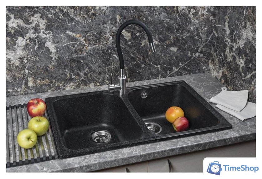 Кухонная мойка Marblan Duas (черный,с сифоном) - Изображение №5 — Интернет-магазин Time-Shop