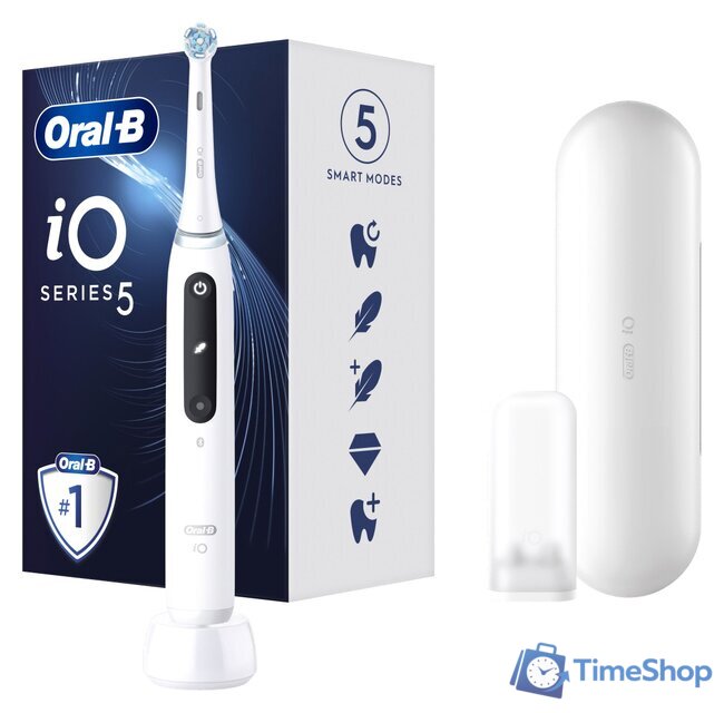 Электрическая зубная щетка Oral-B iO 5 IOG5.1A6.1DK (белый) - Изображение №1 — Интернет-магазин Time-Shop