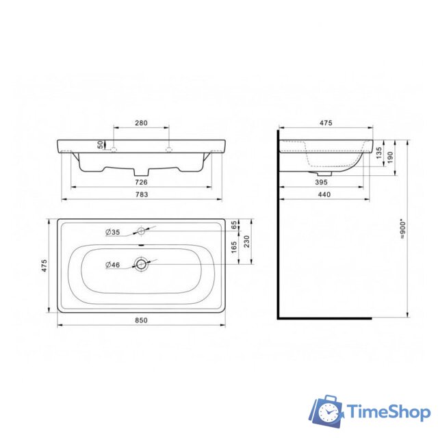 Умывальник Santek Нео Классик 85 1WH501782 - Изображение №10 — Интернет-магазин Time-Shop