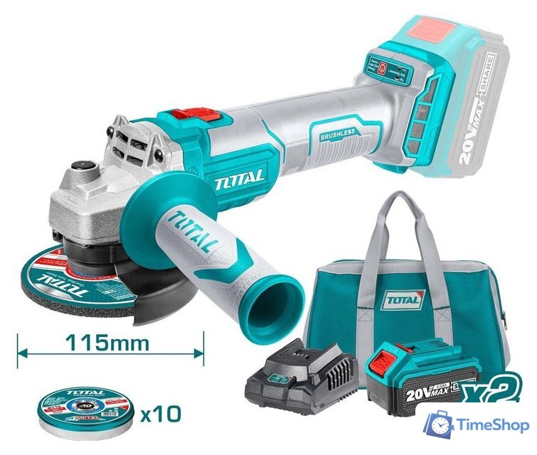 Угловая шлифмашина Total TAGLI2011582 (с 2-мя АКБ) - Изображение №1 — Интернет-магазин Time-Shop