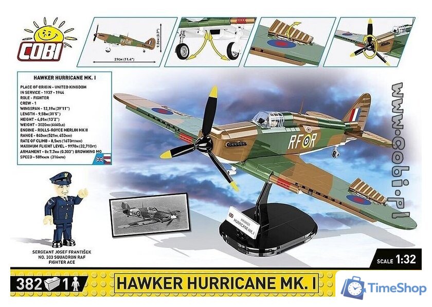 Конструктор Cobi World War II 5728 Hawker Hurricane Mk.I - Изображение №9 — Интернет-магазин Time-Shop