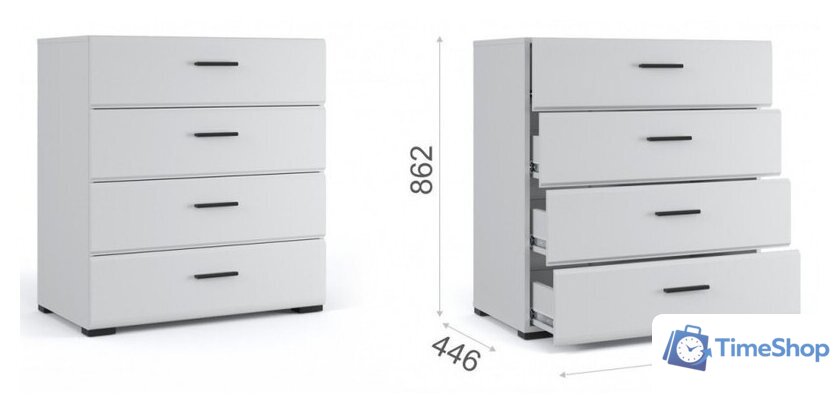 Комод Империал Йорк 4ящ (белый жемчуг-белый глянец) - Изображение №1 — Интернет-магазин Time-Shop