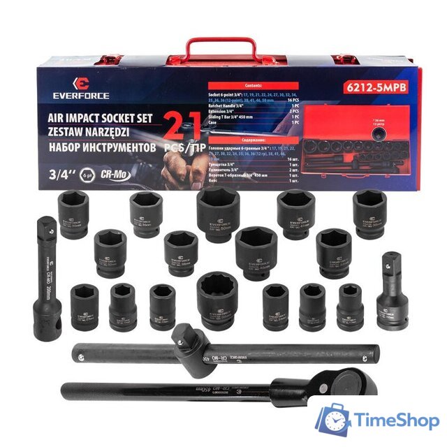 Набор трещотка с головками Everforce EF-6212-5MPB (21 предмет) - Изображение №2 — Интернет-магазин Time-Shop