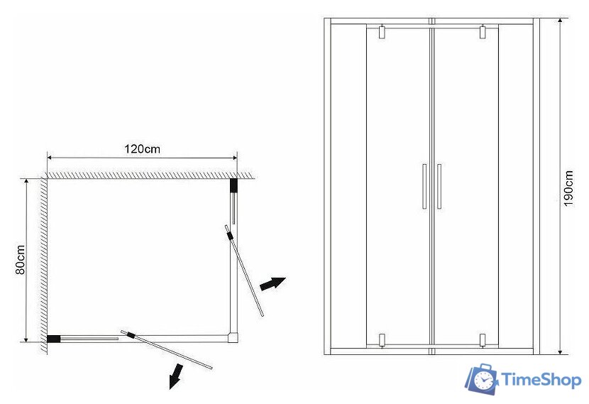 Душевой уголок Grossman Forta GR-1280RFo 120x80x190 - Изображение №3 — Интернет-магазин Time-Shop