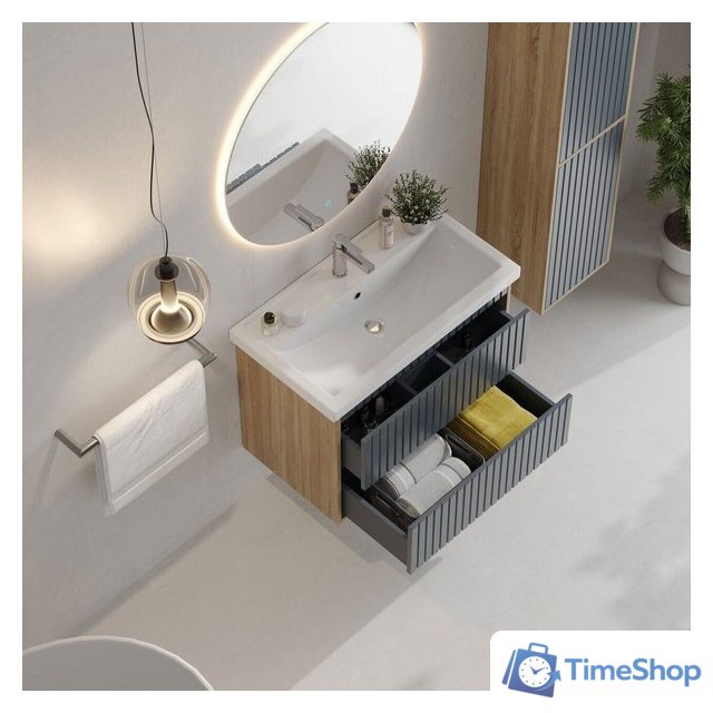  Onika Тумба под умывальник Дайлер 80 108062 (графит/дуб сонома) - Изображение №4 — Интернет-магазин Time-Shop