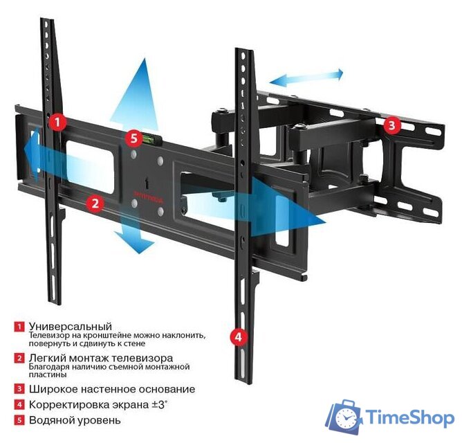 Кронштейн для телевизора Arm Media LCD-418 (черный) - Изображение №2 — Интернет-магазин Time-Shop