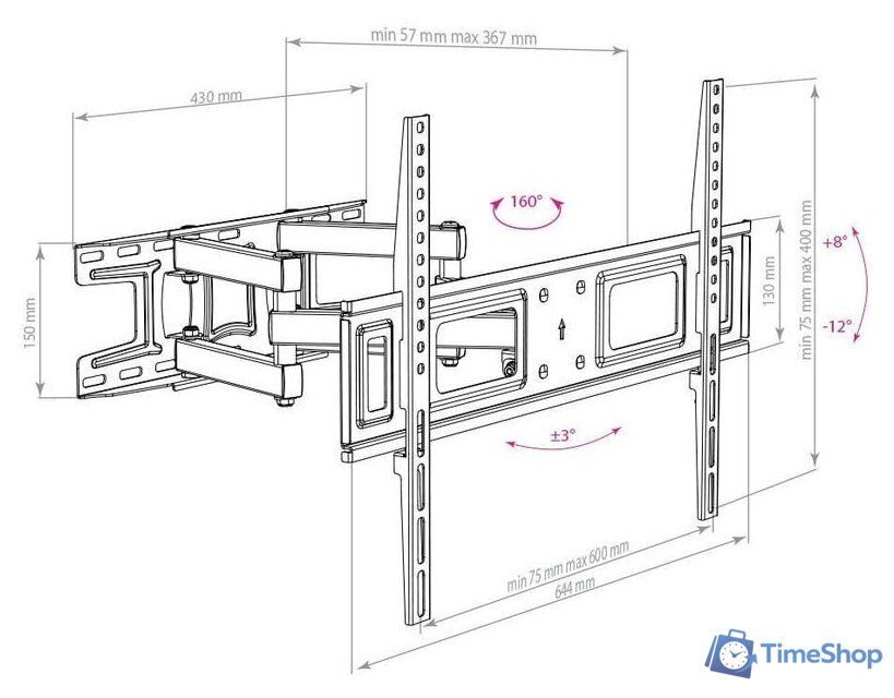 Кронштейн для телевизора Arm Media LCD-418 (черный) - Изображение №4 — Интернет-магазин Time-Shop