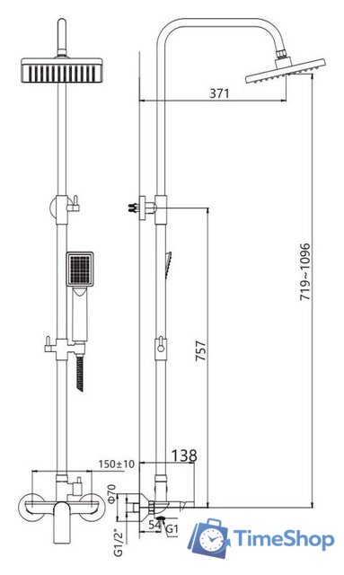 Душевая система  Lauter Rain 21CK505С-S2124 - Изображение №2 — Интернет-магазин Time-Shop