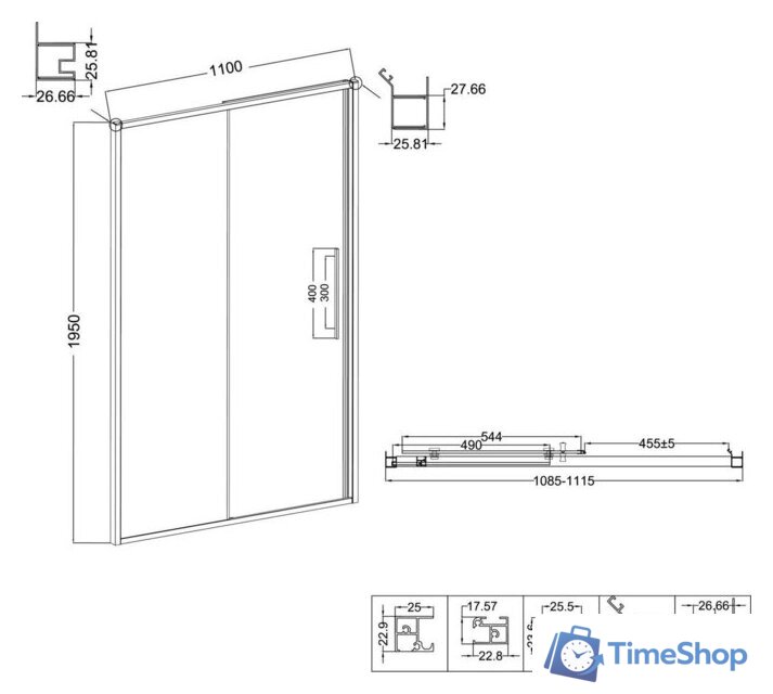 Душевая дверь Niagara Nova NG-34-11AGR 110x195 (графит/прозрачное стекло) - Изображение №10 — Интернет-магазин Time-Shop