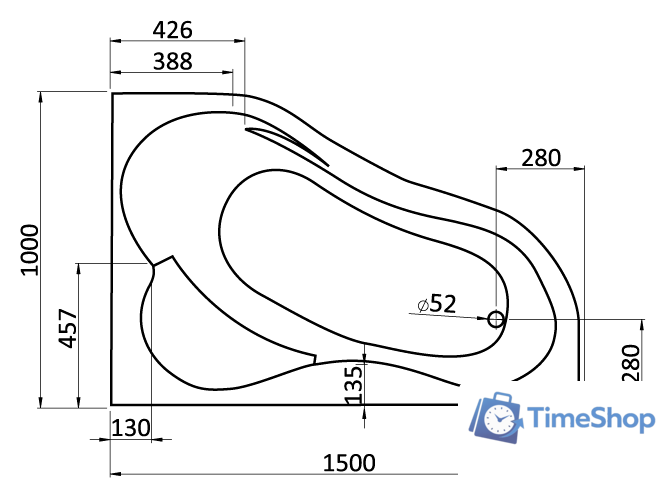 Ванна Santek Ибица 150x100 R [1WH112035] - Изображение №3 — Интернет-магазин Time-Shop