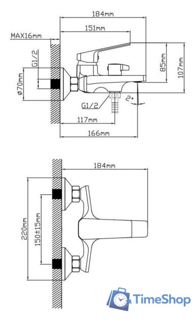 Смеситель AV Engineering AVWIN3-BL165-130 - Изображение №2 — Интернет-магазин Time-Shop