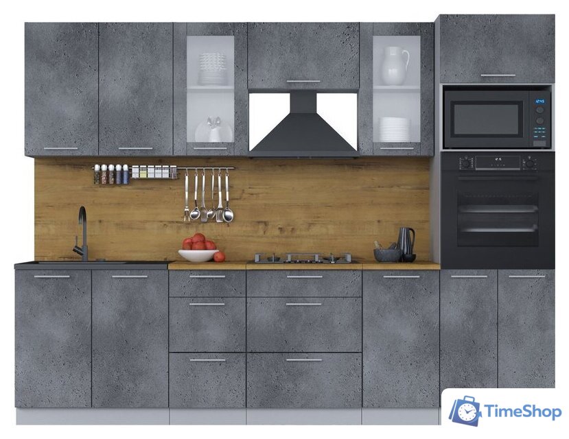 Готовая кухня Интерлиния Мила 2.8 ВТ (бетон портленд/бетон портленд/дуб бунратти) - Изображение №1 — Интернет-магазин Time-Shop
