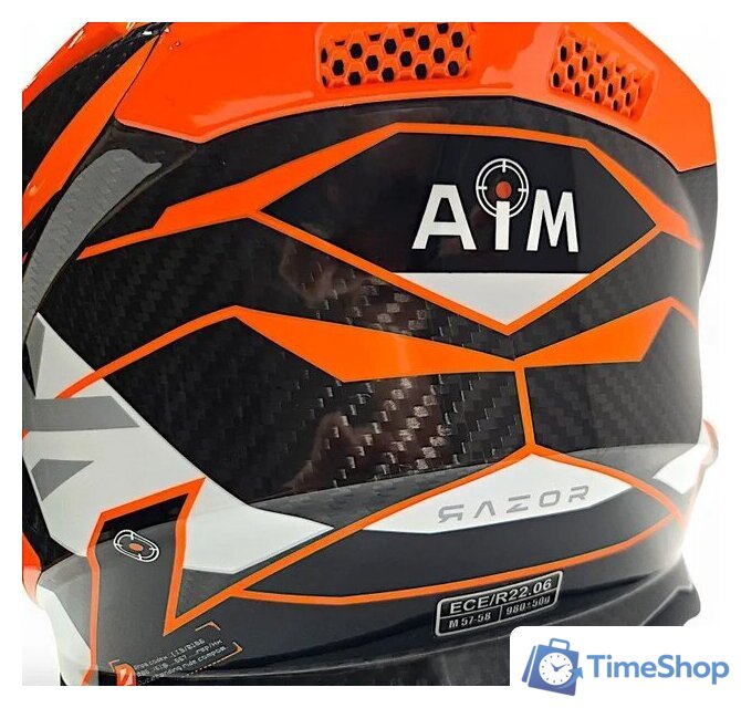 Мотошлем AIM RH855 Carbon Razor RH855R-DWR-XS (XS, белый/красный) - Изображение №10 — Интернет-магазин Time-Shop