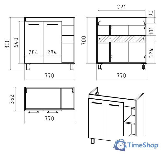  Misty Крафт - 80 Тумба напольная 2 дв. (беж. зебрано/бел) ПВХ - П-Кра-07080-011 - Изображение №2 — Интернет-магазин Time-Shop