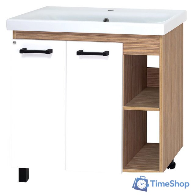  Misty Крафт - 80 Тумба напольная 2 дв. (беж. зебрано/бел) ПВХ - П-Кра-07080-011 - Изображение №1 — Интернет-магазин Time-Shop