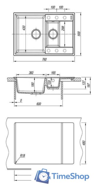 Кухонная мойка Lemark Ramza 9910041 (серый) - Изображение №3 — Интернет-магазин Time-Shop