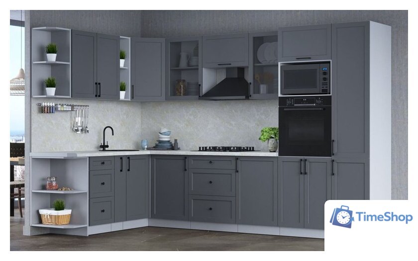 Готовая кухня Интерлиния Тренд 1.88x3.2 ВТ левая (пепел/пепел/опал светлый) - Изображение №4 — Интернет-магазин Time-Shop