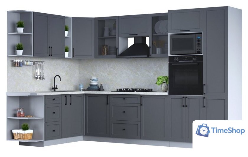 Готовая кухня Интерлиния Тренд 1.88x3.2 ВТ левая (пепел/пепел/опал светлый) - Изображение №1 — Интернет-магазин Time-Shop