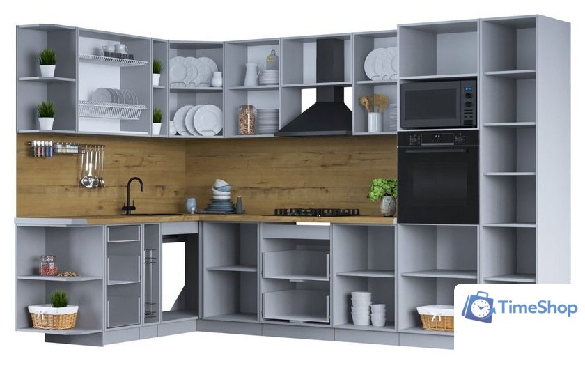 Готовая кухня Интерлиния Тренд 1.88x3.2 ВТ левая (пепел/пепел/опал светлый) - Изображение №2 — Интернет-магазин Time-Shop