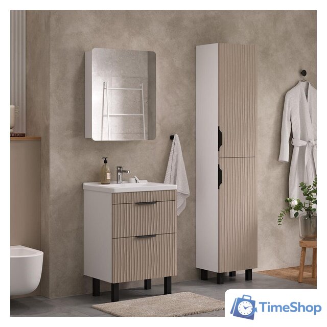  Volna Тумба под умывальник Lotty 60.2Y Миранда (латте, напольная) - Изображение №8 — Интернет-магазин Time-Shop