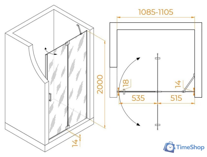 Душевая дверь RGW HO-014B 350601411-14 - Изображение №4 — Интернет-магазин Time-Shop