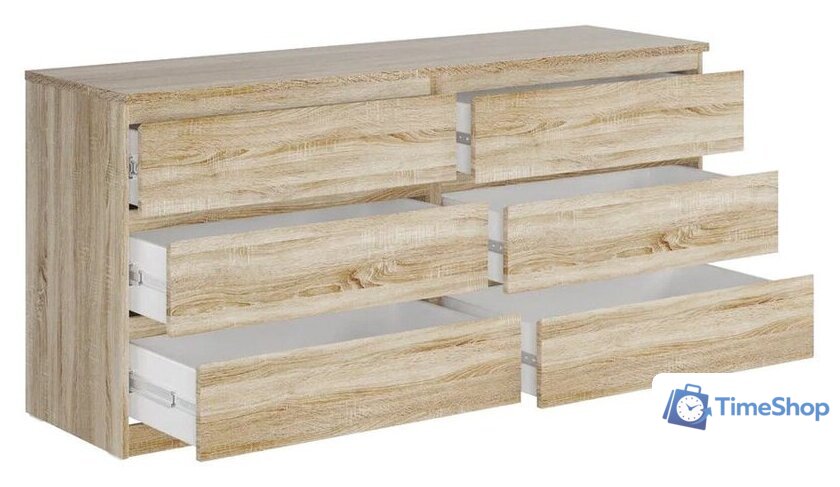 Комод Mio Tesoro Мальта 6 ящиков 160x76 2.05.02.060.3 (дуб сонома) - Изображение №3 — Интернет-магазин Time-Shop