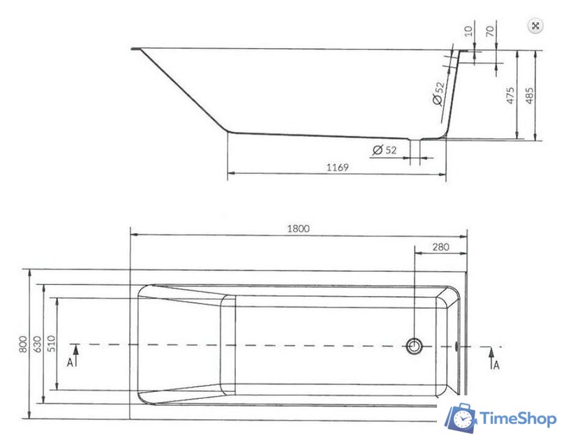 Ванна Cersanit Crea 180x80 - Изображение №4 — Интернет-магазин Time-Shop