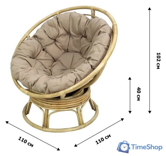 Кресло-качалка Garden Story Папасан Roker D110 вращающееся CV-18H (медовый/бежевый) - Изображение №8 — Интернет-магазин Time-Shop