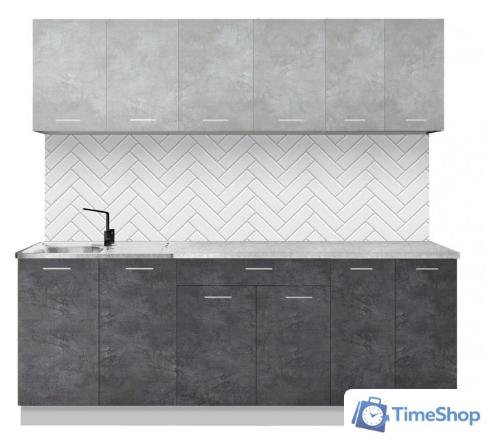 Готовая кухня Артём-Мебель Лана СН-113 без стекла 2.2 (бетон спаркс лайт/бетон спаркс) - Изображение №1 — Интернет-магазин Time-Shop