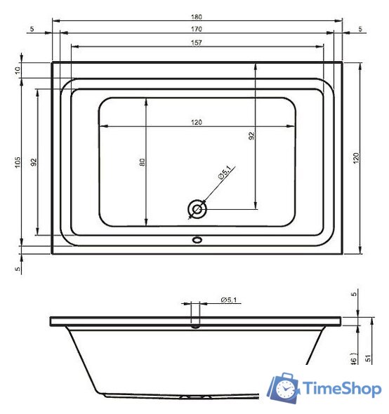 Ванна Riho Castello 180x120 (без ножек) - Изображение №2 — Интернет-магазин Time-Shop