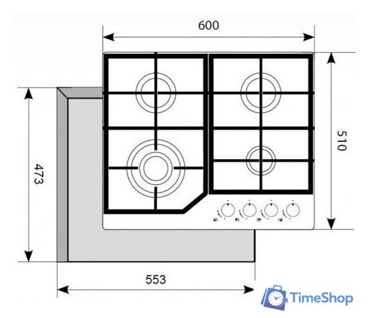 Варочная панель Akpo PGA 604 HGC-T BL - Изображение №4 — Интернет-магазин Time-Shop